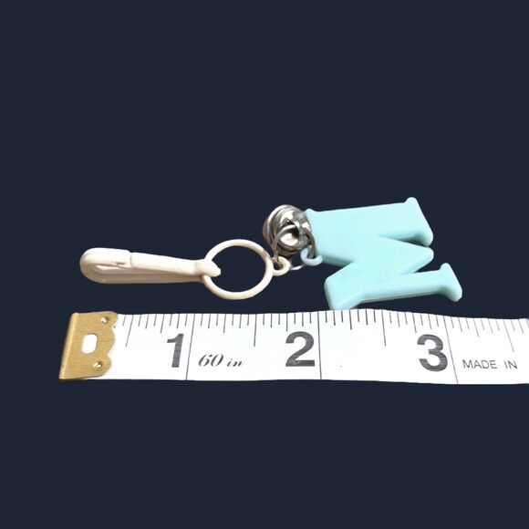 Vtg Letter M Plastic Charm Green Blue Initial Bell Clip For Toy Jewelry Chain - Picture 5 of 7